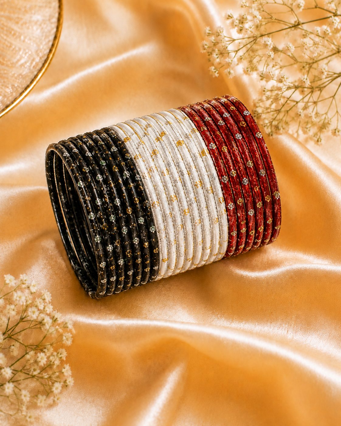 Coordinated Set of slim Stackable Bangles