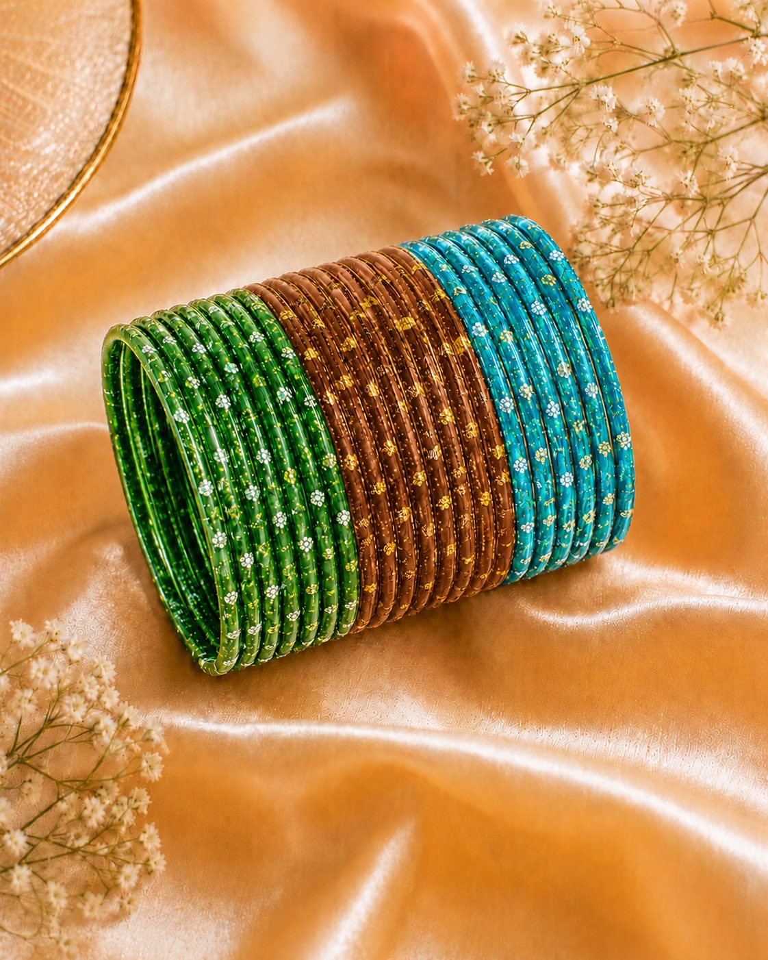 Coordinated Set of slim Stackable Bangles