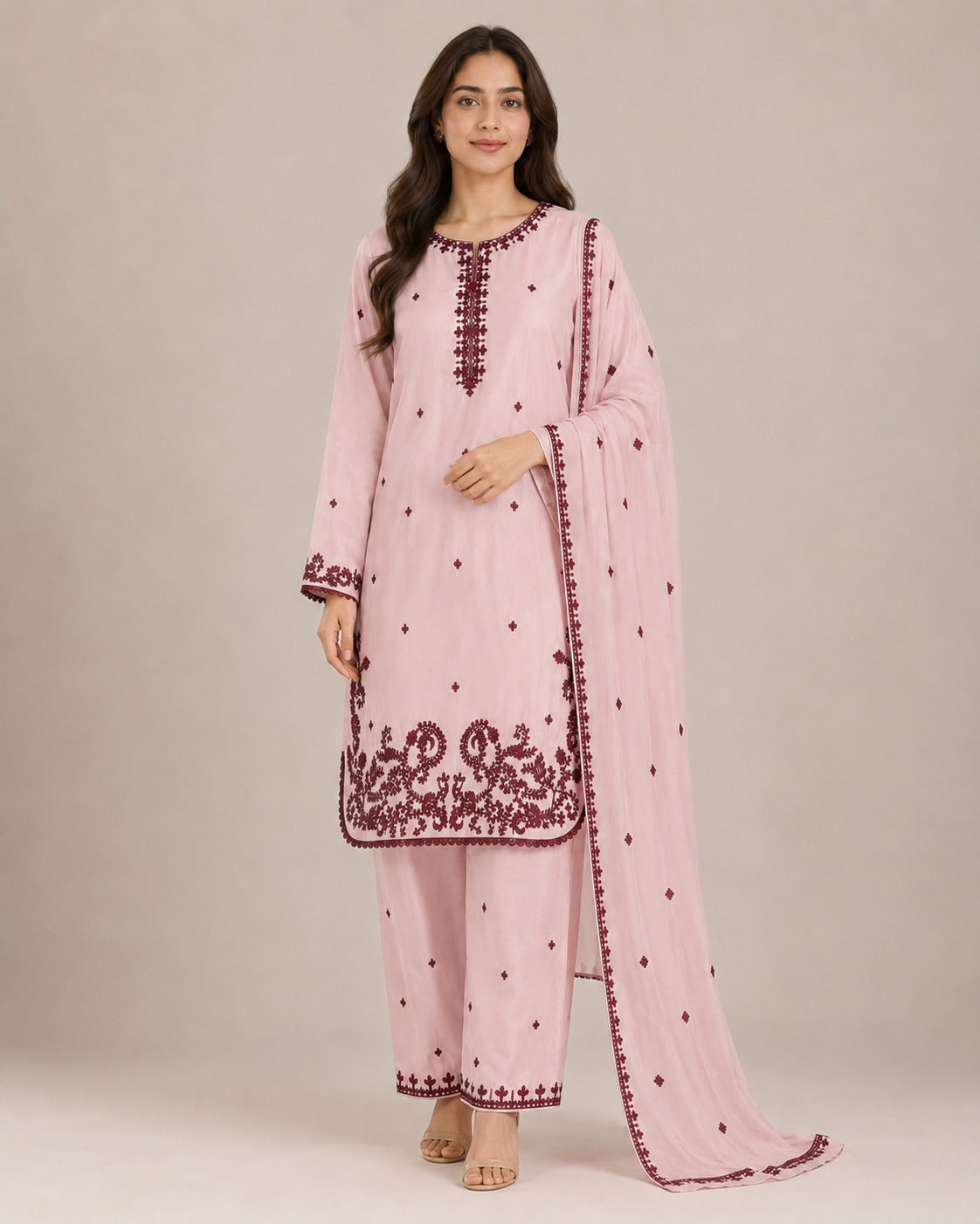 Blush Pink Viscose 3-Piece Suit