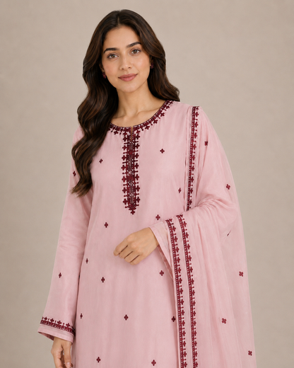 Blush Pink Viscose 3-Piece Suit
