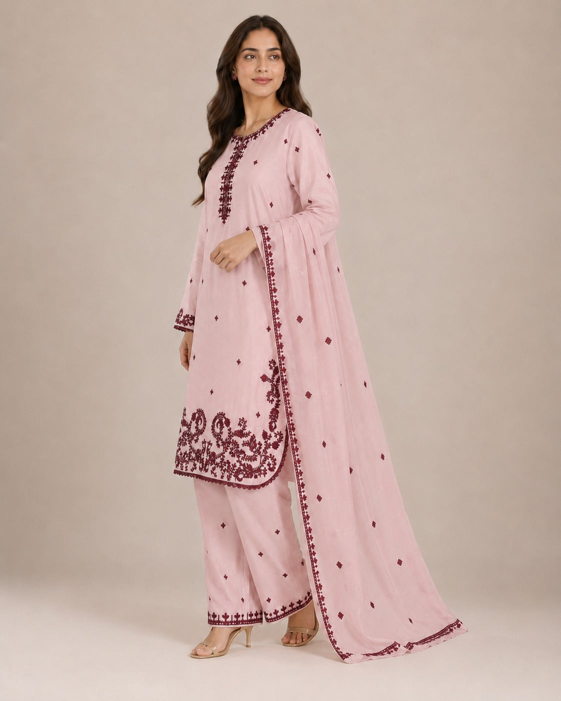 Blush Pink Viscose 3-Piece Suit