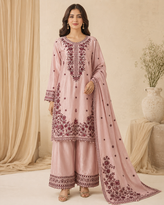 Regal Bloom Embroidered 3 Piece Suit