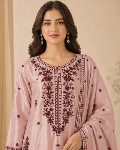 Regal Bloom Embroidered 3 Piece Suit