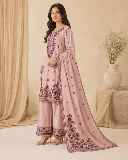 Regal Bloom Embroidered 3 Piece Suit