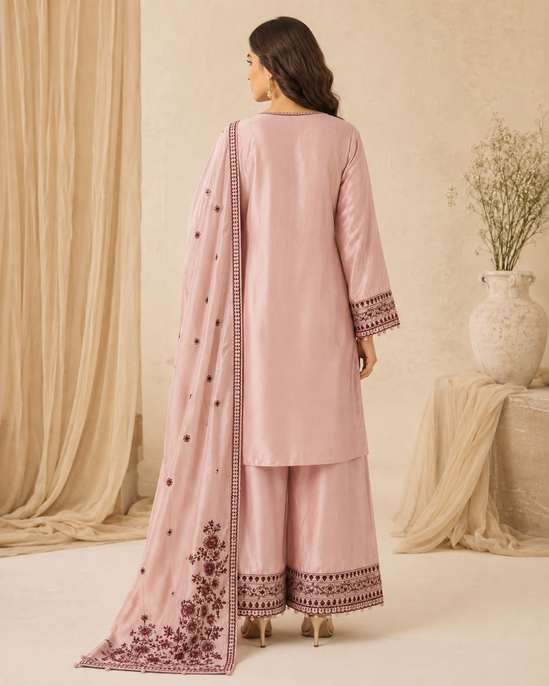 Regal Bloom Embroidered 3 Piece Suit