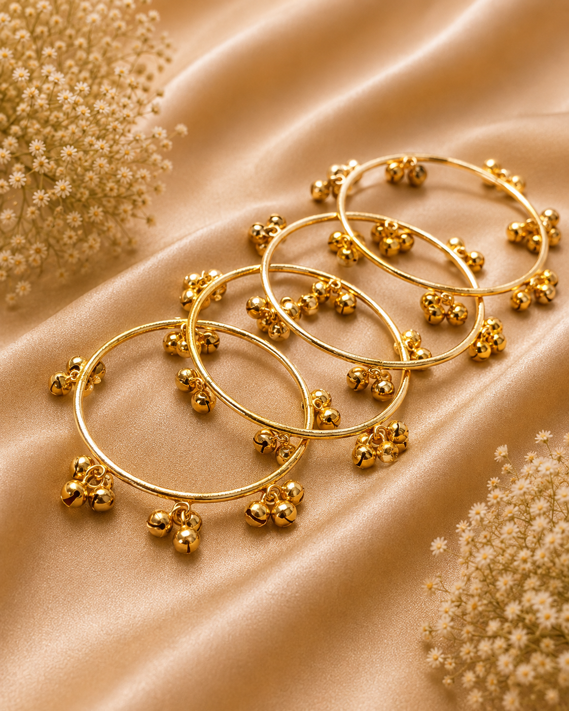 Golden Chime Charm Bangle Set