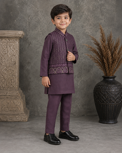 Mughal Medallion Embroidered Waistcoat Set with Matching Kurta Pajama
