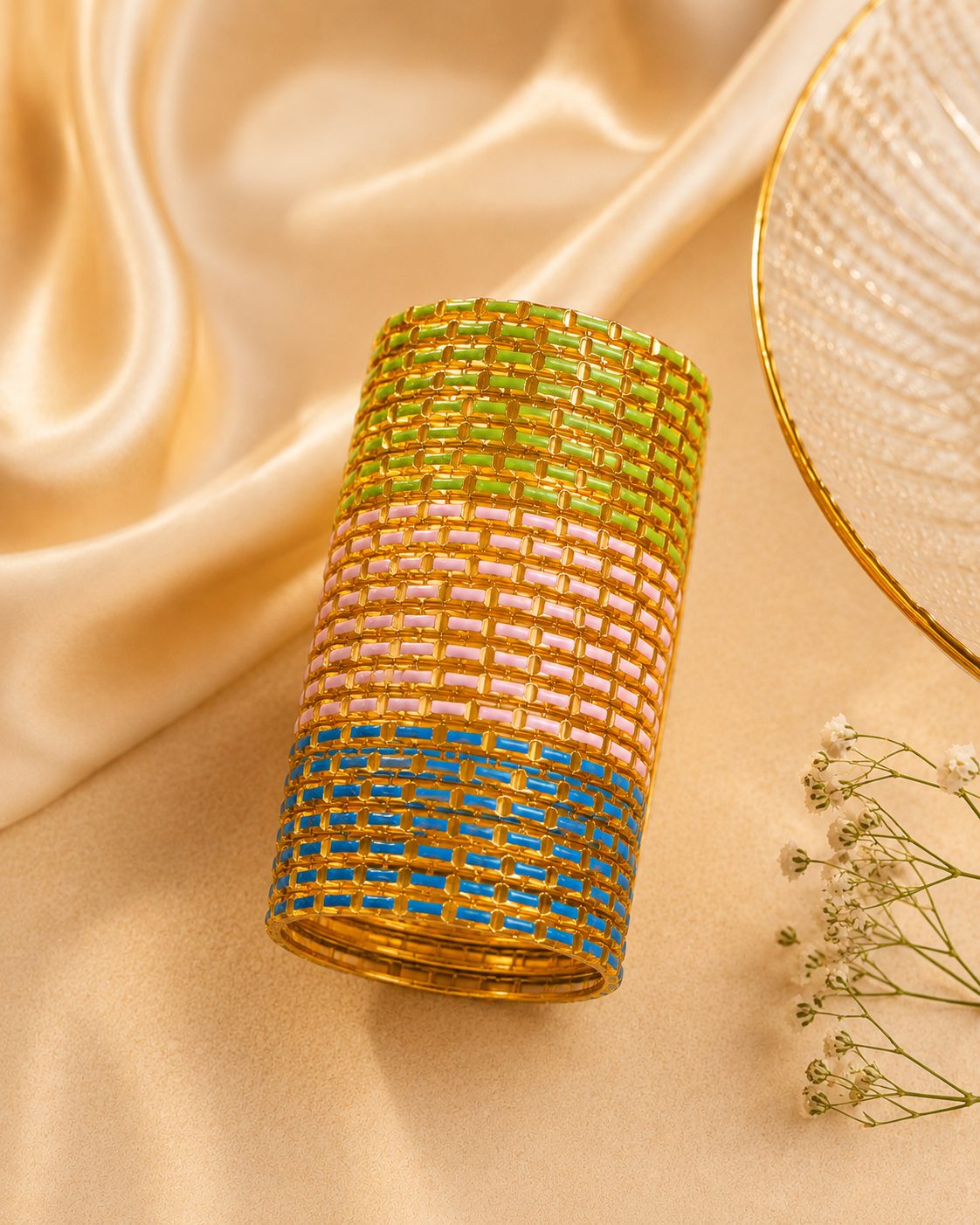 Coordinated Set of slim Stackable Bangles