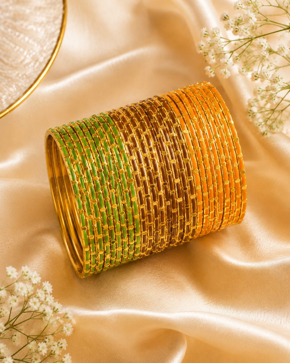 Coordinated Set of slim Stackable Bangles