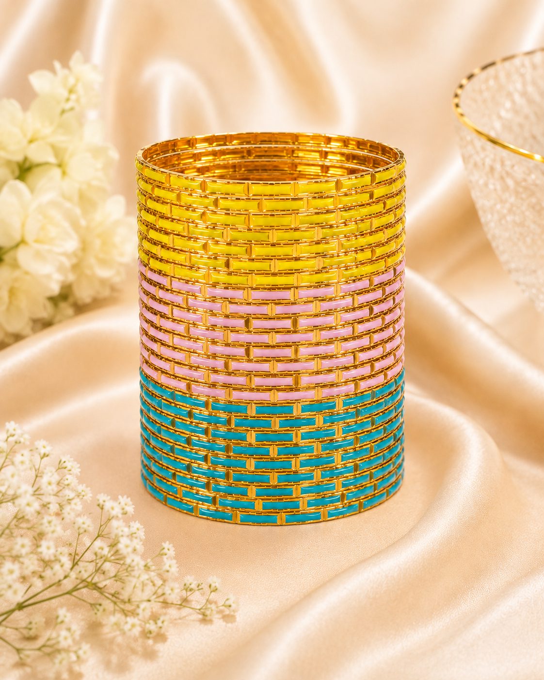 Coordinated Set of slim Stackable Bangles