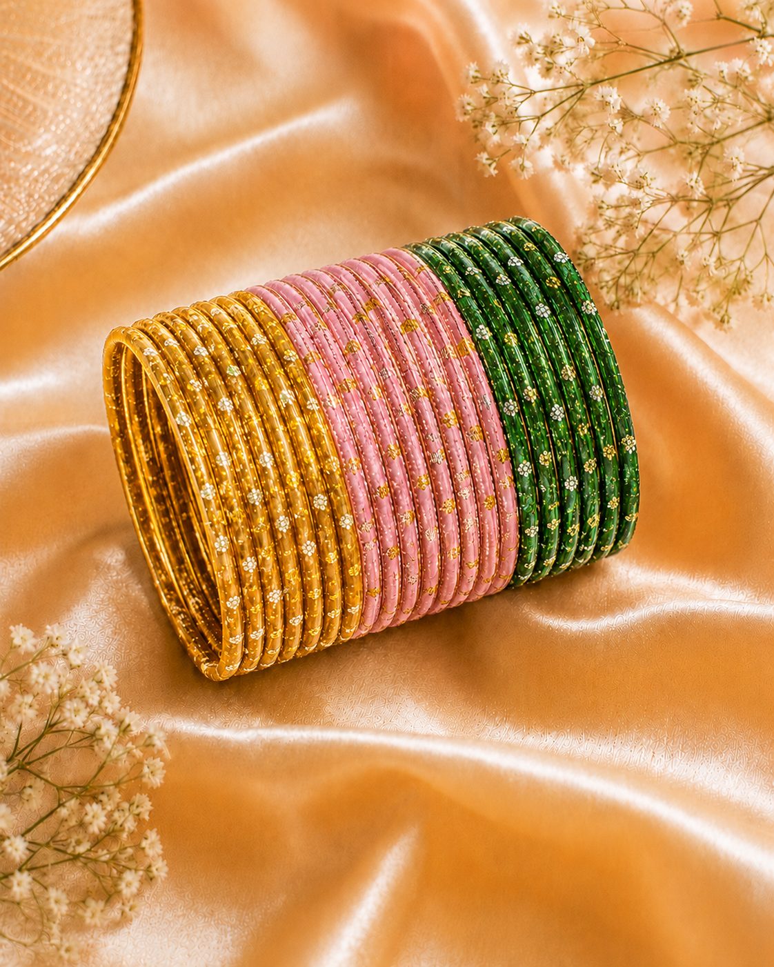 Coordinated Set of slim Stackable Bangles