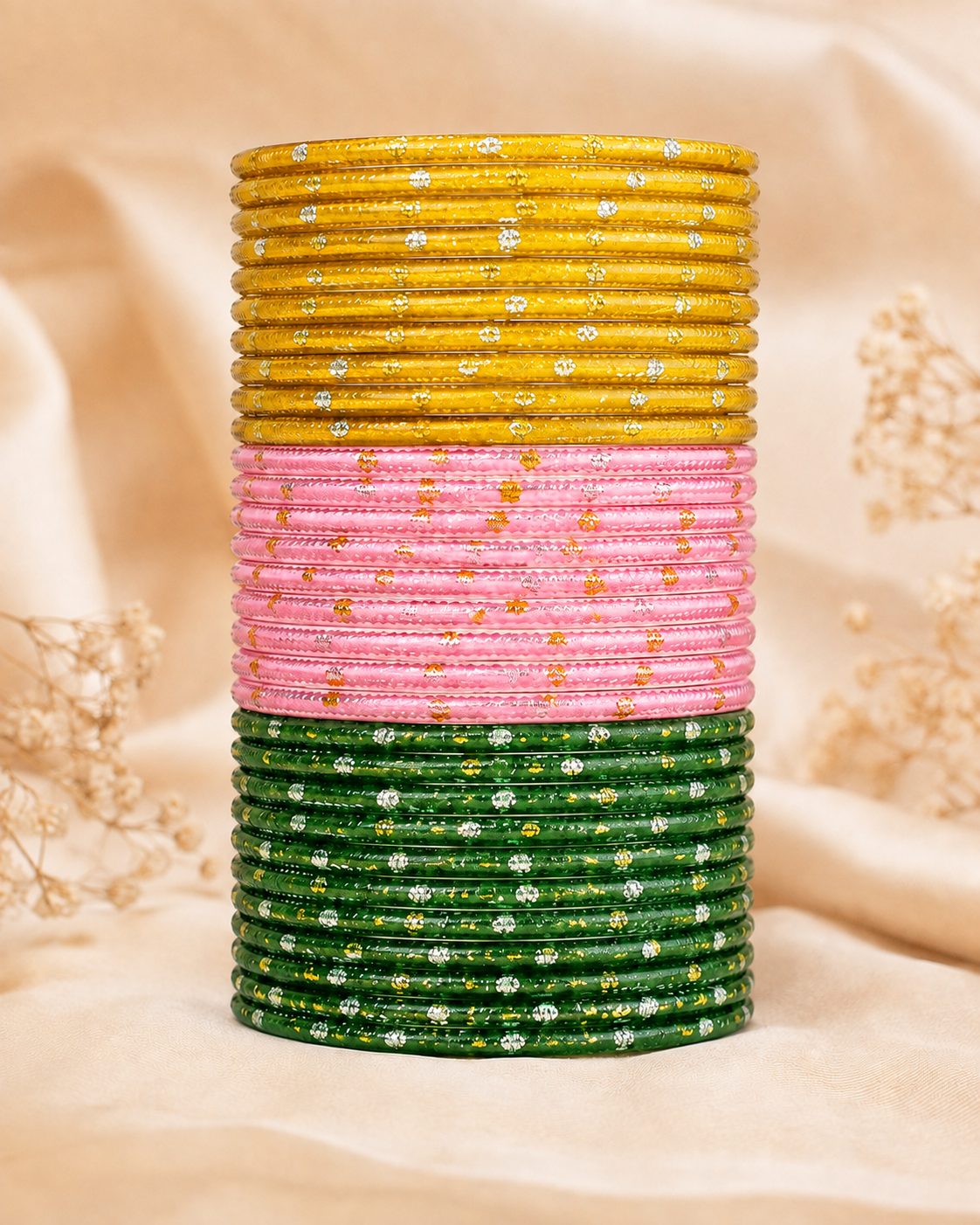 Coordinated Set of slim Stackable Bangles