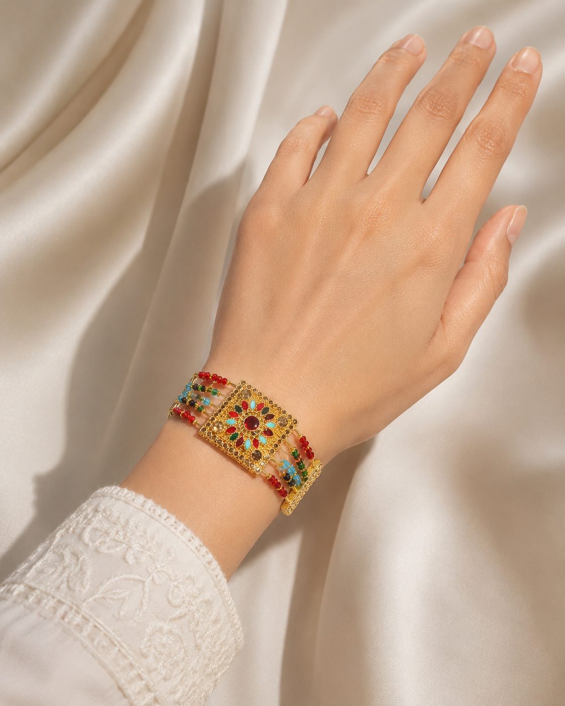 Regal Bloom Beaded Bracelet