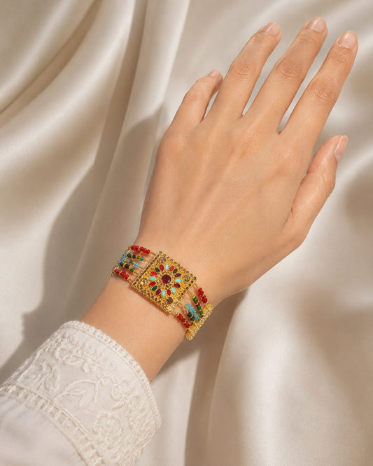 Regal Bloom Beaded Bracelet