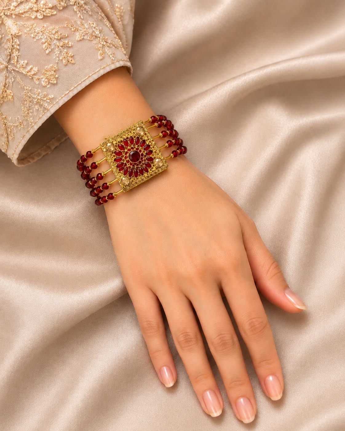 Regal Bloom Beaded Bracelet
