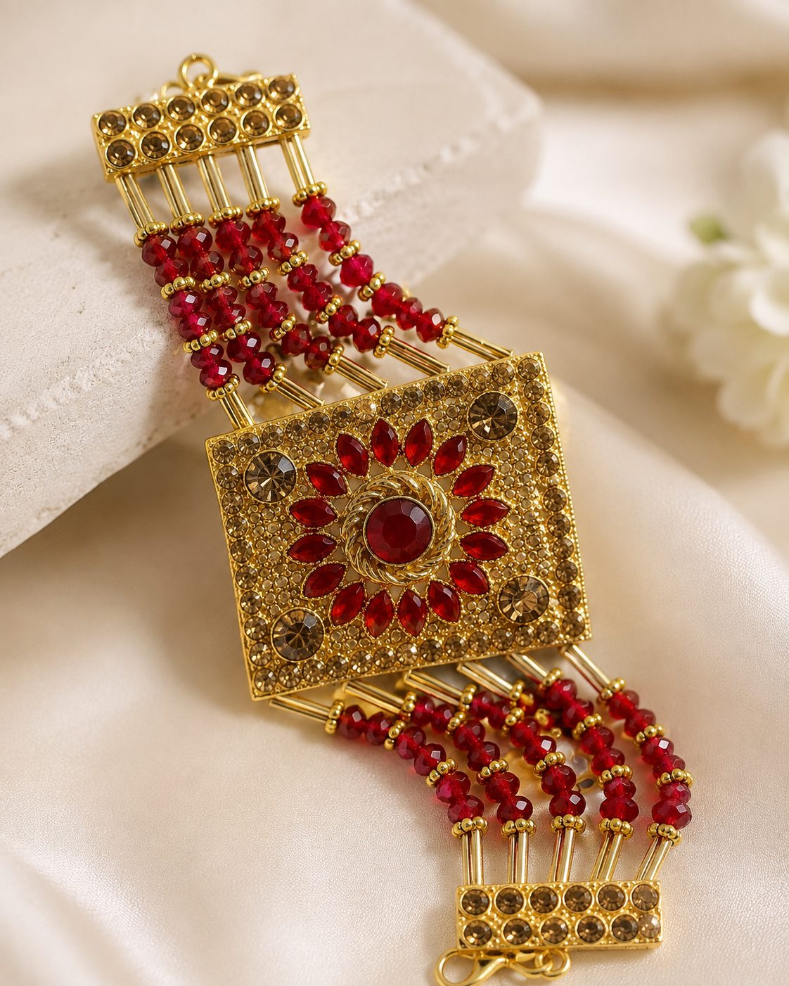 Regal Bloom Beaded Bracelet