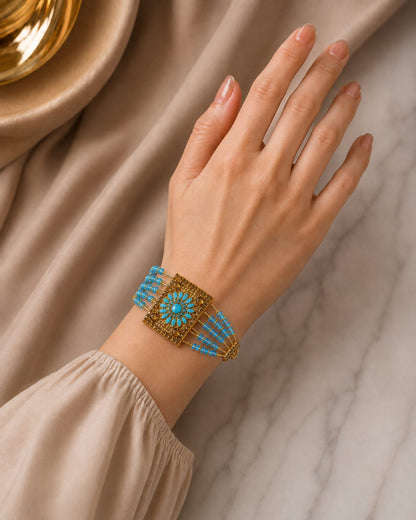 Regal Bloom Beaded Bracelet