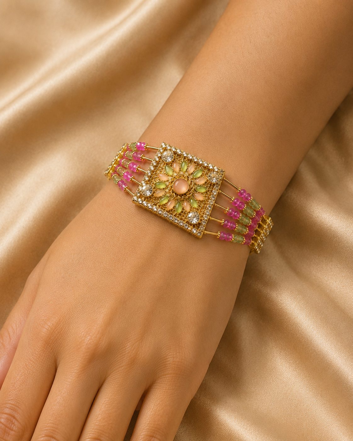 Regal Bloom Beaded Bracelet