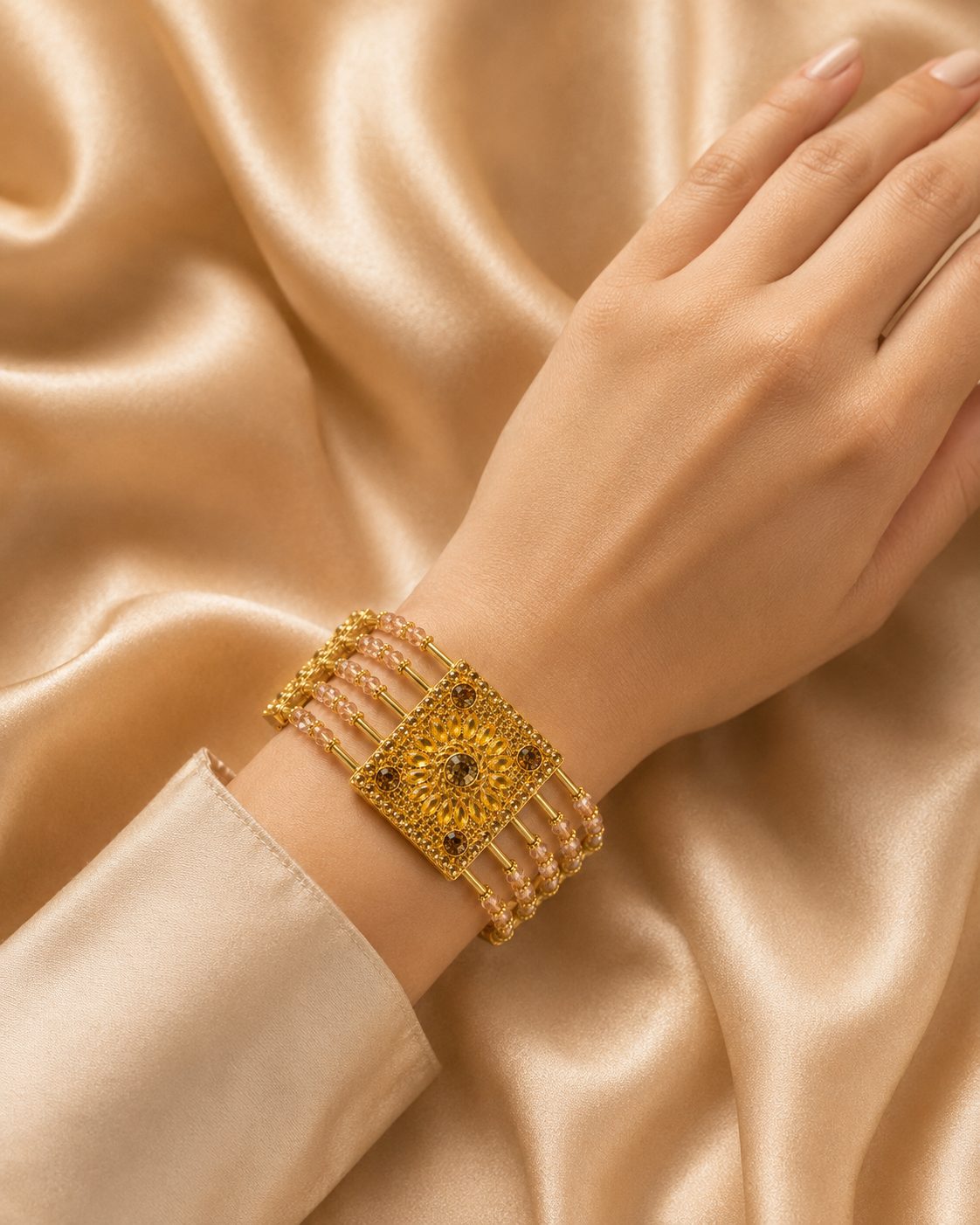 Regal Bloom Beaded Bracelet