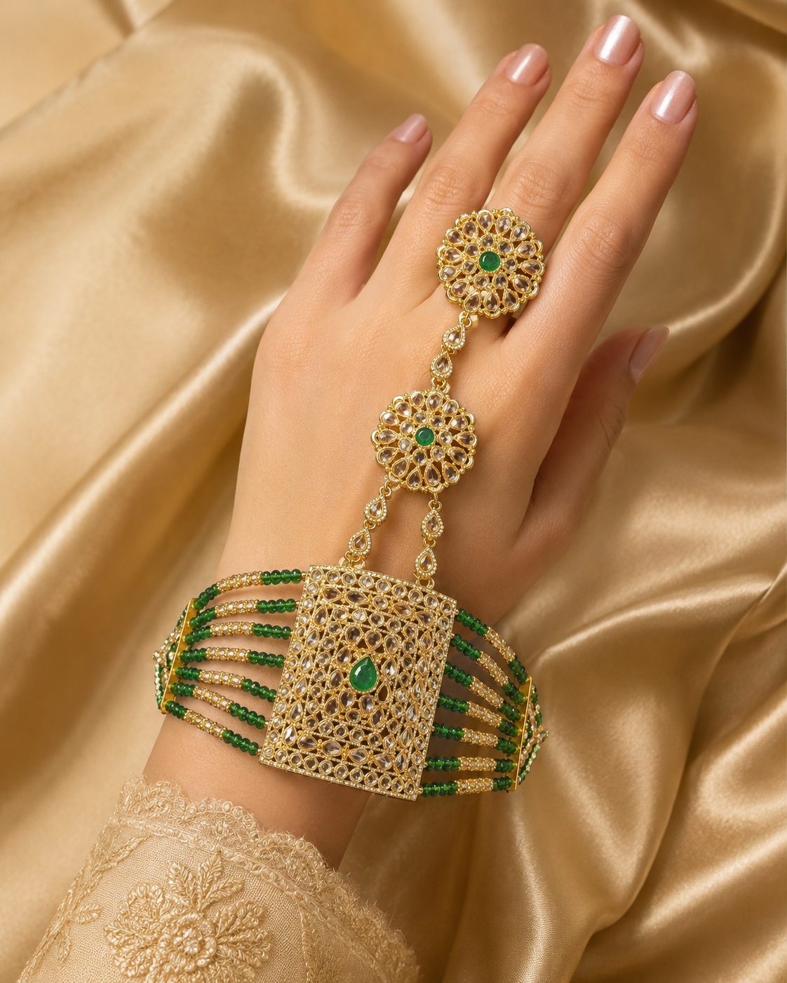 Regal Bloom Hand Chain Bracelet