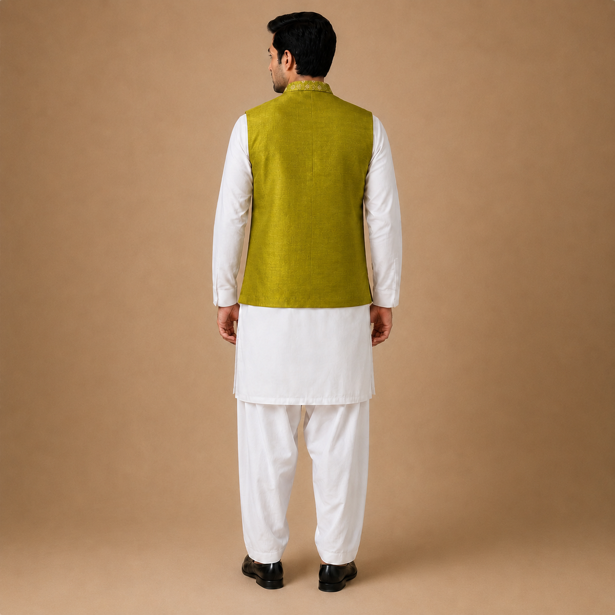 Sunehri Lime Embroidered Waistcoat